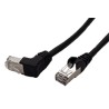 FTP patchkabel kat. 5e, 1 lomený konektor (90°), černý, 0,25m