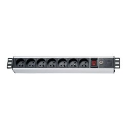 19" rozvodný panel XtendLan 7x230V, ČSN, vypínač, indikátor napětí, přepěťová ochrana, proudová ochrana kabel 1,8m, výška 1,5U