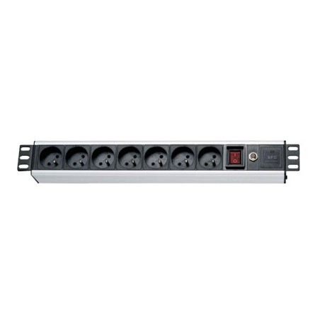 19" rozvodný panel XtendLan 7x230V, ČSN, vypínač, indikátor napětí, přepěťová ochrana, proudová ochrana kabel 1,8m, výška 1,5U