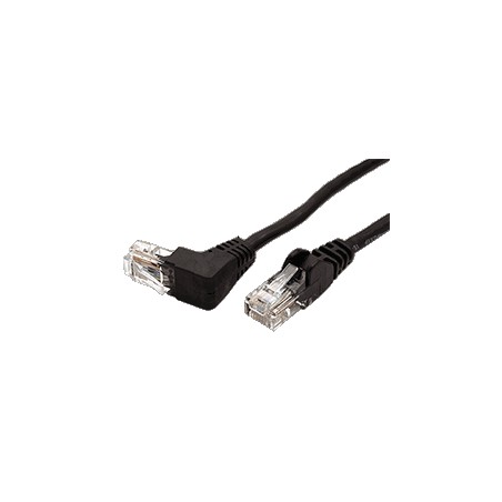 UTP patchkabel kat. 5e, 1 lomený konektor (90°), černý, 0,25m