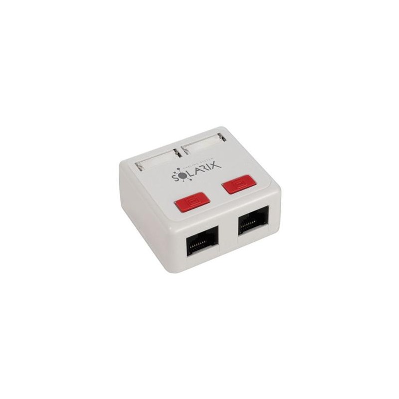 Solarix - zásuvka CAT5E UTP 2 x RJ45 na omítku bílá