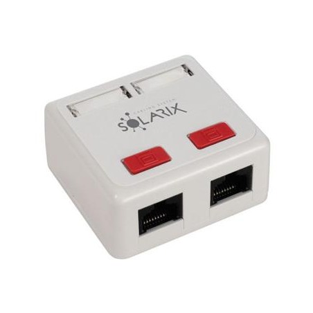 Solarix - zásuvka CAT5E UTP 2 x RJ45 na omítku bílá