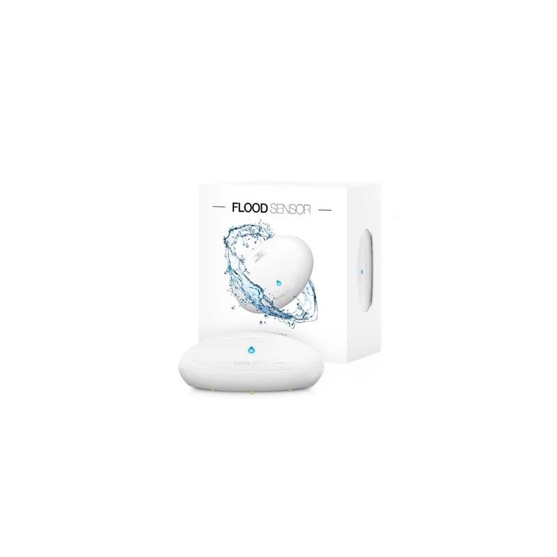 FIBARO senzor zaplavení/ teploty, bílý, externí kontakty, Z-Wave, 12/24 VDC nebo baterie