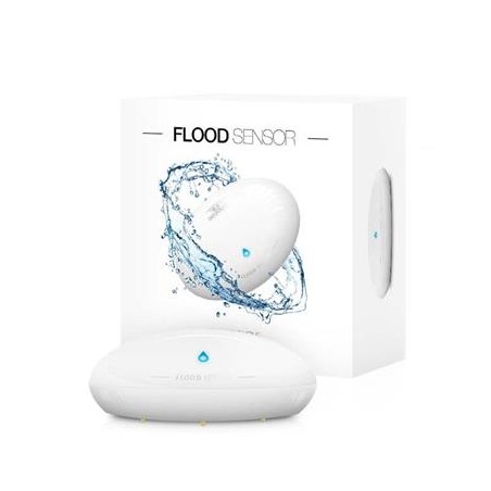 FIBARO senzor zaplavení/ teploty, bílý, externí kontakty, Z-Wave, 12/24 VDC nebo baterie