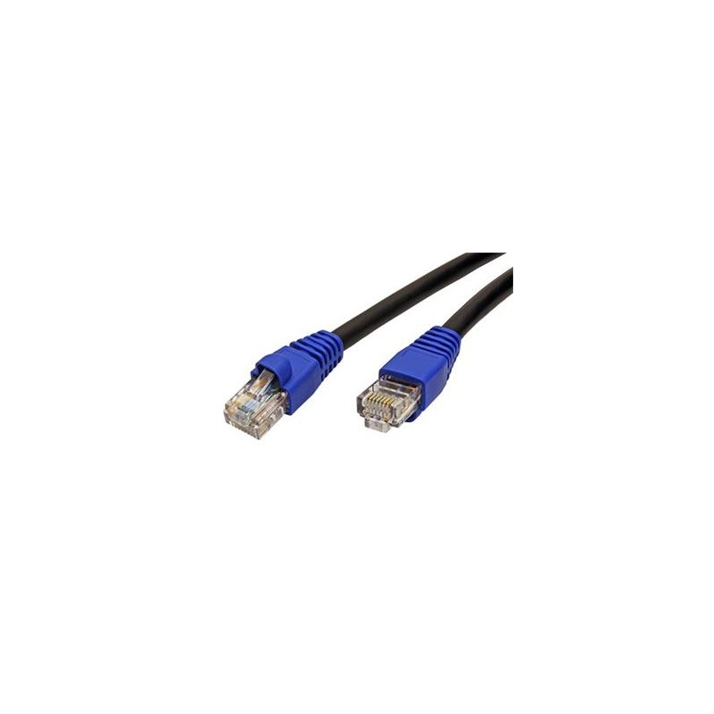 UTP kat.6 venkovní patchkabel, černý, modrá krytka, 10m