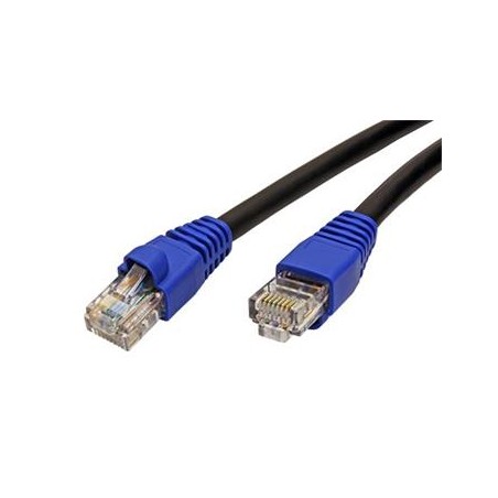 UTP kat.6 venkovní patchkabel, černý, modrá krytka, 15m
