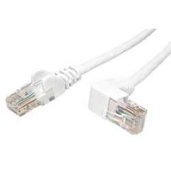 UTP patchkabel kat. 5e, 1 lomený konektor (90°), bílý, 2m