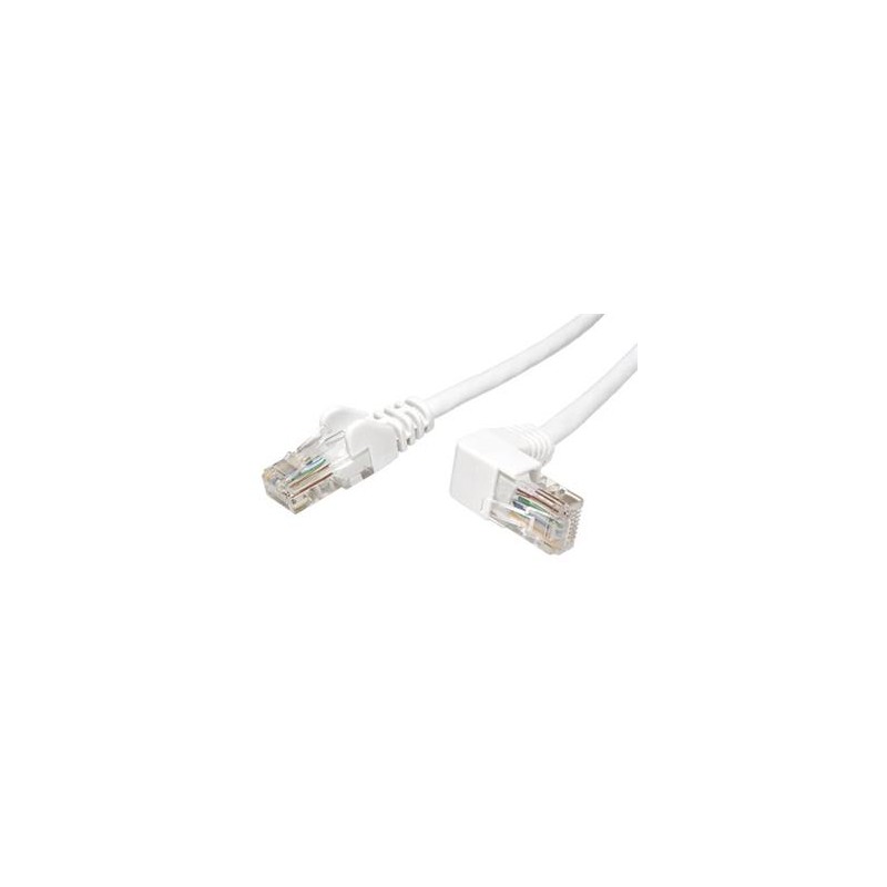 UTP patchkabel kat. 5e, 1 lomený konektor (90°), bílý, 2m