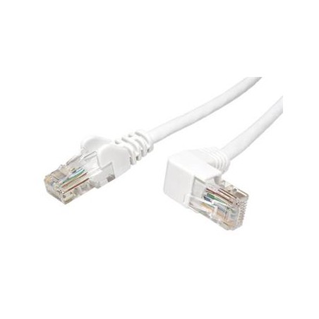 UTP patchkabel kat. 5e, 1 lomený konektor (90°), bílý, 2m