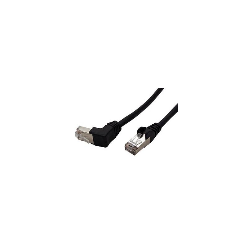 FTP patchkabel kat. 5e, 1 lomený konektor (90°), černý, 1m