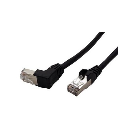 FTP patchkabel kat. 5e, 1 lomený konektor (90°), černý, 1m