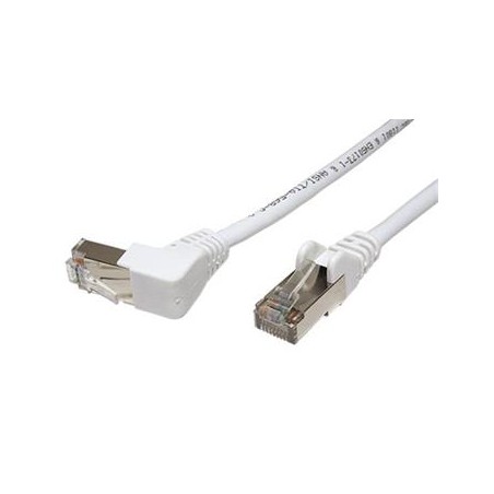 FTP patchkabel kat. 5e, 1 lomený konektor (90°), bílý, 0,5m