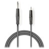 Nedis COTH23205GY15 - Stereofonní Audio Kabel | 6,35mm Zástrčka – 3,5mm Zástrčka | 1,5 m | Šedá barva