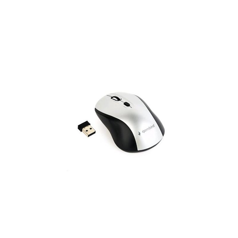 GEMBIRD Myš MUSW-4B-02-BS, černo-stříbrná, bezdrátová, USB nano receiver