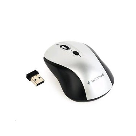 GEMBIRD Myš MUSW-4B-02-BS, černo-stříbrná, bezdrátová, USB nano receiver