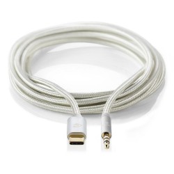 Nedis CCTB65940AL10 - USB-C Sluchátkový Kabel s Adaptérem | USB-C Zástrčka – 3,5 mm Zástrčka | 1 m | Hliníkový