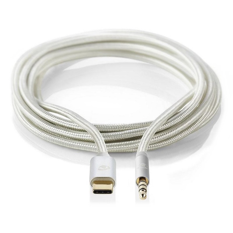 Nedis CCTB65940AL10 - USB-C Sluchátkový Kabel s Adaptérem | USB-C Zástrčka – 3,5 mm Zástrčka | 1 m | Hliníkový