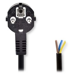 Nedis CEGL10700BK30 - Napájecí Kabel | Typ F Zástrčka | Open | Úhlový | Přímý | 3 m | Černá