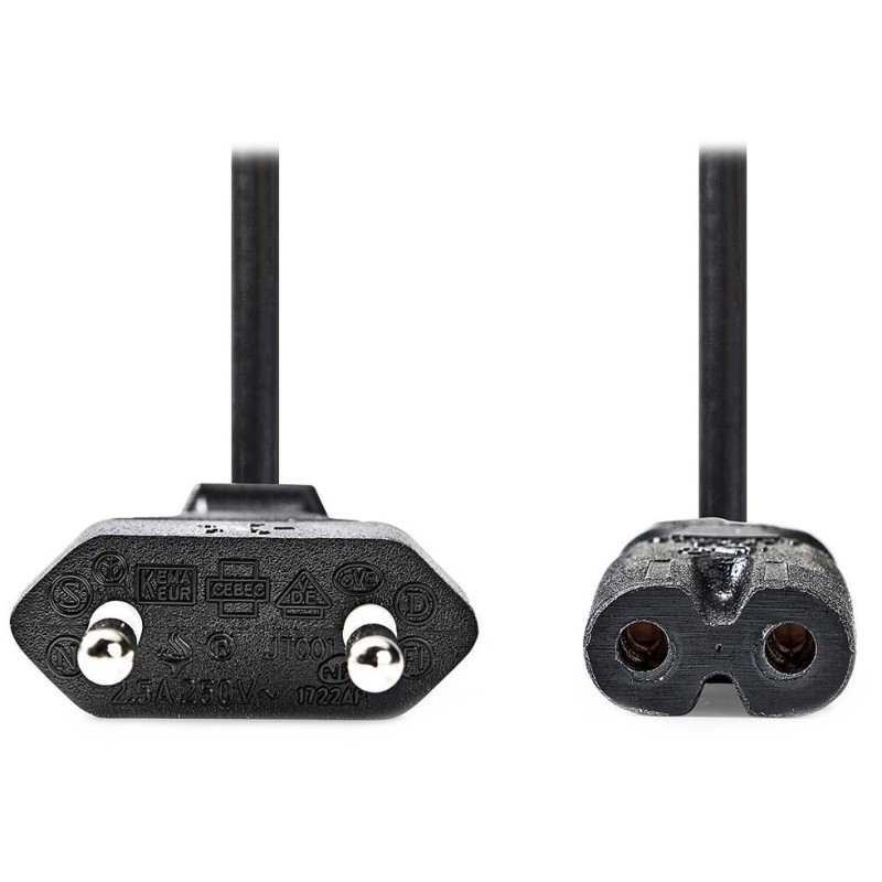 Nedis CEGL11042BK20 - Napájecí Kabel | Euro Zástrčka – IEC-320-C7 | 2 m | kroucený | Černá