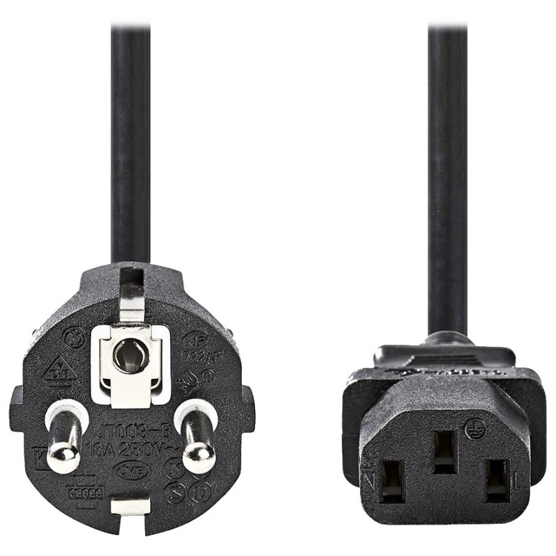 Nedis CEGL10030BK50 - Napájecí Kabel | Typ F Zástrčka | IEC-320-C13 | Přímý | Přímý | 5 m | Černá