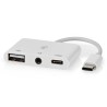 Nedis CCGB64790WT01 - USB 2.0 Adaptér | USB-C™ Zástrčka | USB-A Zásuvka / USB-C™ Zásuvka / 3,5 mm Zásuvka | Bílá