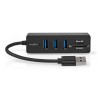 Nedis CCGB61250BK01 - USB hub| USB-A Zástrčka | 3x USB A Zásuvka | 5 Portů | USB 3.2 Gen 1 | Napájení z USB | 5 Gbps |