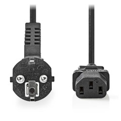 Nedis CEGL10000BK20 - Napájecí Kabel | Typ F Zástrčka | IEC-320-C13 | Úhlový | Přímý | 2 m | Černá