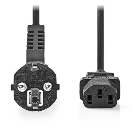 Nedis CEGL10000BK20 - Napájecí Kabel | Typ F Zástrčka | IEC-320-C13 | Úhlový | Přímý | 2 m | Černá