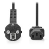 Nedis CEGL10000BK20 - Napájecí Kabel | Typ F Zástrčka | IEC-320-C13 | Úhlový | Přímý | 2 m | Černá