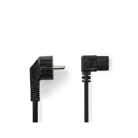 Nedis CEGL10020BK20 - Napájecí Kabel | Typ F Zástrčka | IEC-320-C13 | Úhlový | Úhlový | 2 m | Černá