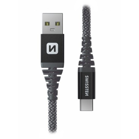 SWISSTEN DATOVÝ KABEL KEVLAR USB / USB-C 1,5 M ANTRACIT