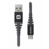 SWISSTEN DATOVÝ KABEL KEVLAR USB / USB-C 1,5 M ANTRACIT