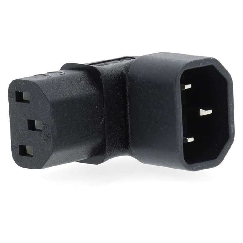 Nedis CEGB1190BK - Rozšíření Plug | IEC-320-C13 | IEC-320-C14 | Úhlový 90° | Poniklované | PVC | Černá |