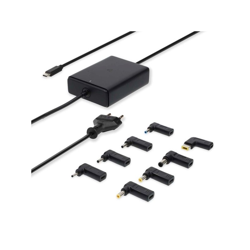 Nedis NBAU100110BK - Adaptér k notebooku| GaN | 10 W | 5 / 9 / 12 / 15 / 20 V DC | 3.0 / 5.0 A | Euro / Typ-C