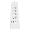 NEDIS Wi-Fi chytrý prodlužovací přívod/ 3x zásuvka typu E/ 16A/ 2x USB-A/ 2x USB-C/ 2m/ Android/ iOS/ bílá