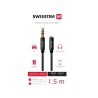 SWISSTEN AUDIO KABEL TEXTILE 3,5 mm JACK(samec) - 3,5 mm JACK (samice) 1,5 M ČERNÝ