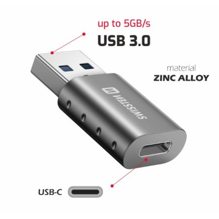Swissten Adapter USB-A(M)/USB-C(F)