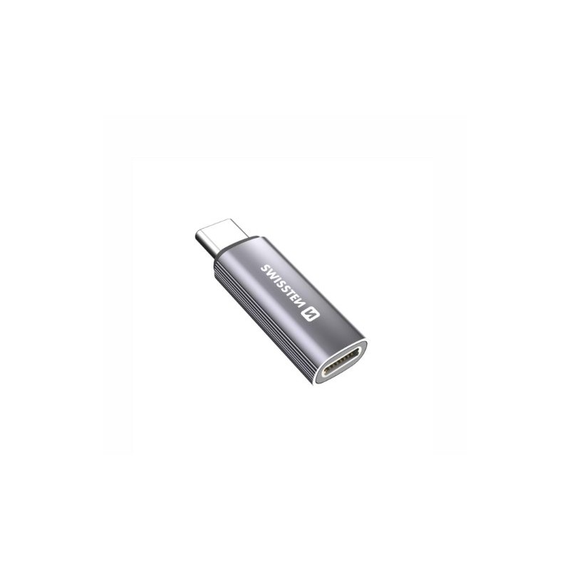 SWISSTEN NABÍJECÍ ADAPTÉR TEXTILE USB-C (samec) / LIGHTNING (samice) STŘÍBRNÝ