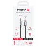 SWISSTEN AUDIO ADAPTÉR TEXTILE USB-C (samec) / 3,5 mm JACK (samec) 1,5M ČERNÝ (nahrazuje 73501303)