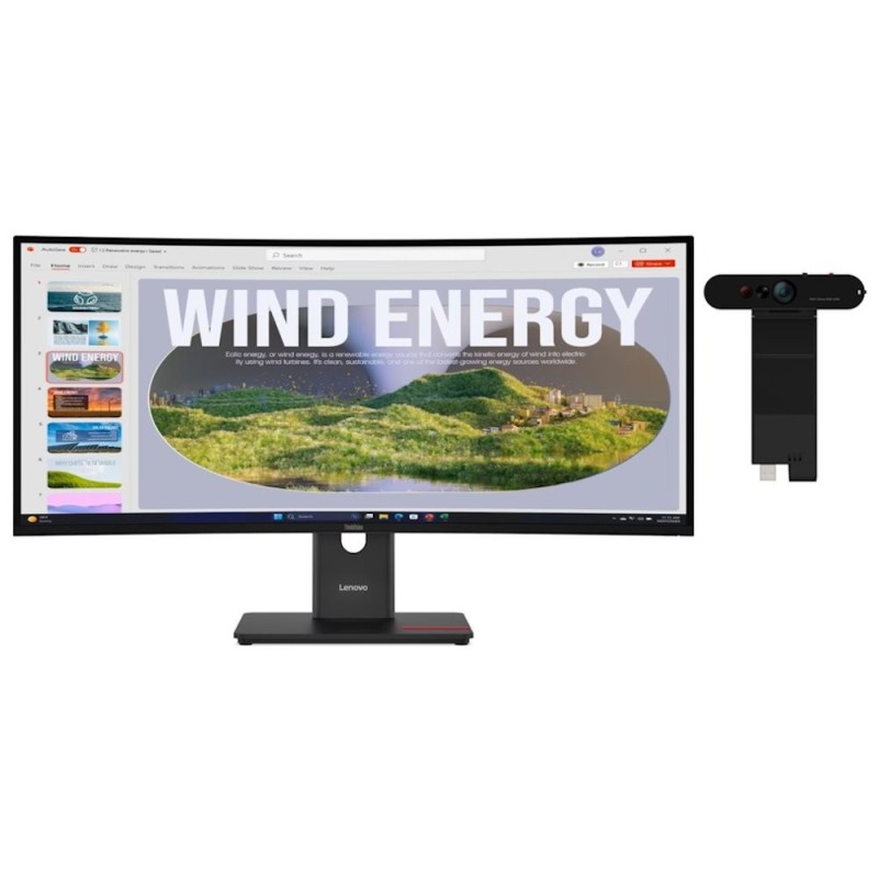 LENOVO LCD T34WD-40+MC60 - 34",VA,21:9,3440x1440,120Hz,300cd/m2,3000:1,4ms,HDMI,DP,USBHub,USB-C(100W PD),RJ45,Nákl,Zdvih