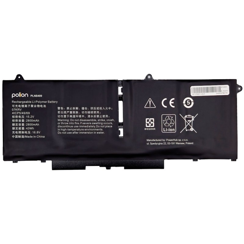 TRX Baterie Polion 07KRV pro notebooky DELL 451-BCWY Latitude 7430 7530 - 2800mAh 43Wh/ neoriginální
