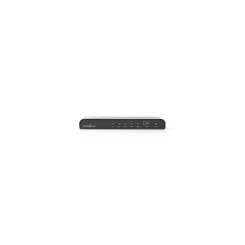 Nedis VSPL3474AT- HDMI Rozbočovač | 4 Porty port(s) | Vstup HDMI ™ | 4x HDMI ™ výstup | 4K@60Hz | 18 Gbps | Kov | čern
