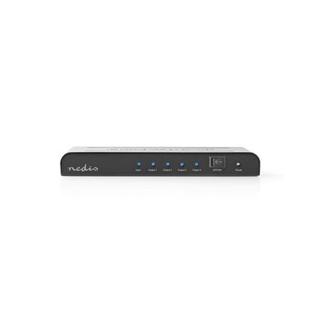 Nedis VSPL3474AT- HDMI Rozbočovač | 4 Porty port(s) | Vstup HDMI ™ | 4x HDMI ™ výstup | 4K@60Hz | 18 Gbps | Kov | čern