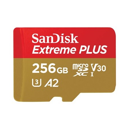 SanDisk micro SDXC karta 256GB Extreme PLUS (200 MB/s Class 10, UHS-I U3 V30) + adaptér