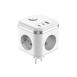 Viking síťový adaptér Y33, 3x 230 V, 1x USB-A, 2x USB-C, tlačítko ON/OFF, bílá