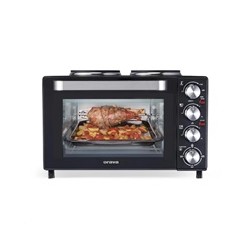 Orava Elektra-X28 elektrická trouba s dvouplotýnkou, 28 L, 2600 W, grilovací rošt, černá