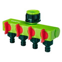 Verto čtyřventilový rozdělovač maximální čas vypnutí 120 minut, 1/2" i 3/4", zelený, 15G761