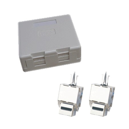 Dvojzásuvka CAT5E STP 2xRJ45 na omítku protiprach.