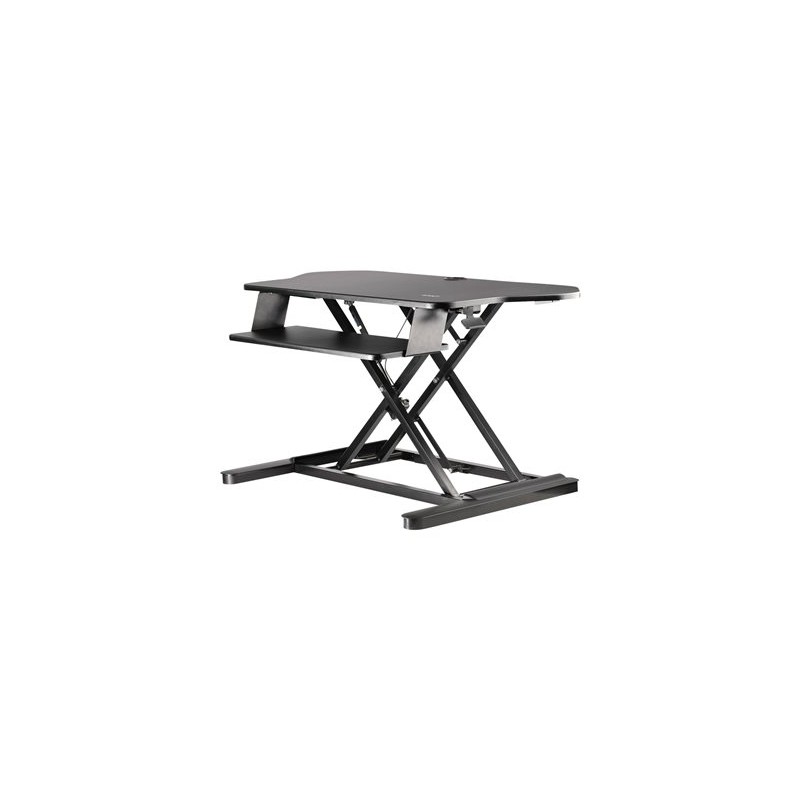 StarTech.com Corner Sit Stand Desk Converter with Keyboard Tray, Large Surface 35" x 21", Height Adjustable Ergonomic