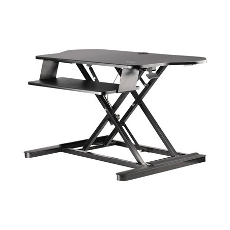 StarTech.com Corner Sit Stand Desk Converter with Keyboard Tray, Large Surface 35" x 21", Height Adjustable Ergonomic